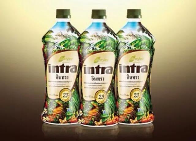 น้ำผลไม้อินทรา Intra LifeStyles สามขวดจากภาพสินค้าของร้าน